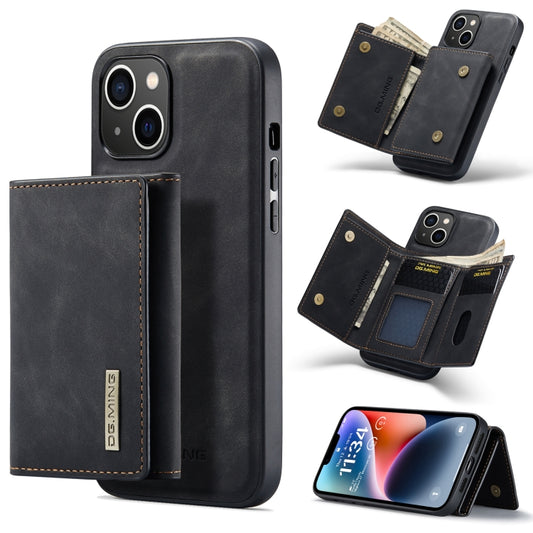 For iPhone 14 DG.MING M1 Series 3-Fold Multi Card Wallet Leather Case(Black) - iPhone 14 Cases by DG.MING | Online Shopping UK | buy2fix