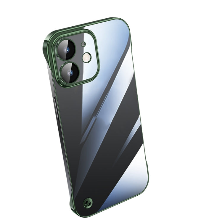 For iPhone 12 Electroplating Frameless Clear PC Phone Case(Green) - iPhone 12 / 12 Pro Cases by buy2fix | Online Shopping UK | buy2fix