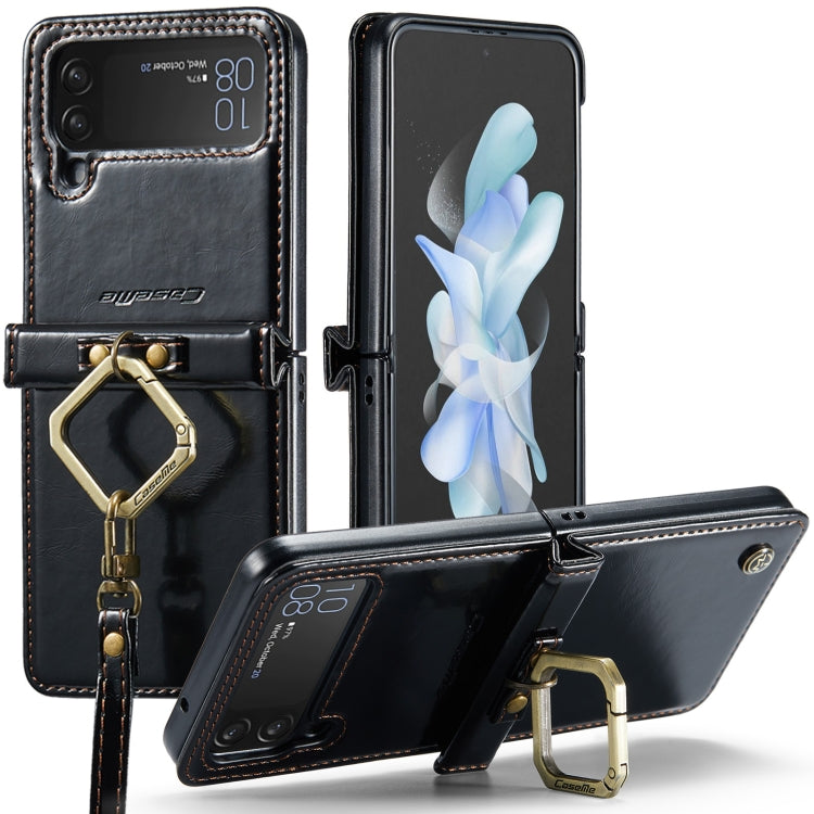 For Samsung Galaxy Z Flip4 CaseMe 003 Crazy Horse Texture Leather Phone Case with Lanyard(Black) - Galaxy Z Flip4 5G Cases by CaseMe | Online Shopping UK | buy2fix