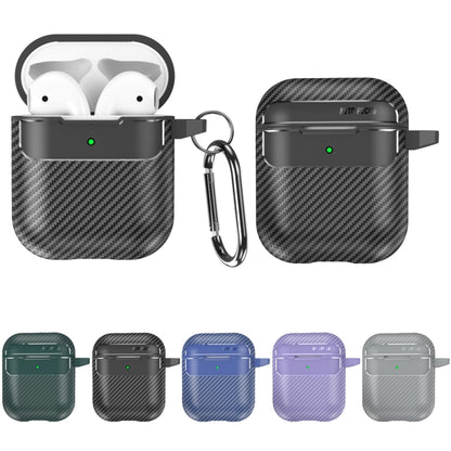 For AirPods 1 / 2 Carbon Fiber Texture Anti-fall Earphone Protective Case(Grey) - For AirPods 1/2 by buy2fix | Online Shopping UK | buy2fix