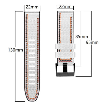 For Garmin Fenix 7 Tricolor Stitching Silicone Leather Watch Band(White) - Watch Bands by buy2fix | Online Shopping UK | buy2fix