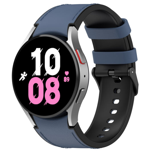 For Samsung Galaxy Watch5 44mm / 40mm Silicone Leather Black Buckle Watch Band, Size:L(Midnight Blue) - Watch Bands by buy2fix | Online Shopping UK | buy2fix