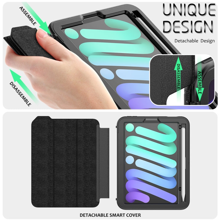 For iPad mini 6 3-Fold Amor Shockproof Smart Tablet Case(Black) - iPad mini 6 Cases by buy2fix | Online Shopping UK | buy2fix