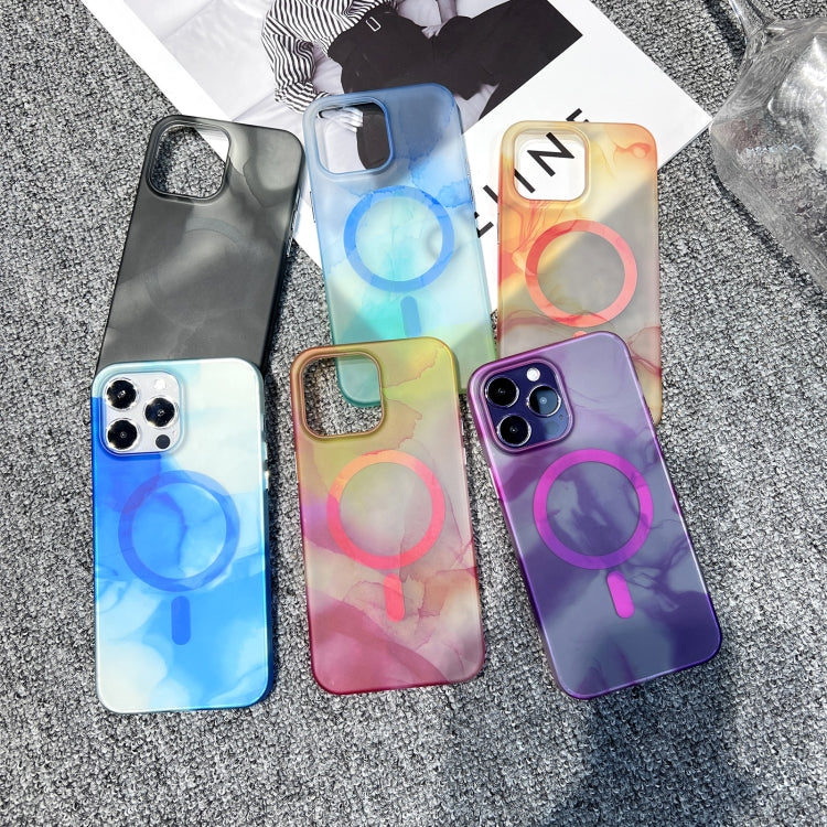 For iPhone 14 MagSafe Magnetic Watercolor TPU Phone Case(Black) - iPhone 14 Cases by buy2fix | Online Shopping UK | buy2fix