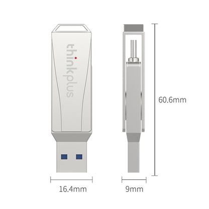 Lenovo Thinkplus MU252 USB 3.1 + USB-C / Type-C Flash Drive, Memory:128GB (Silver) - USB Flash Drives by Lenovo | Online Shopping UK | buy2fix