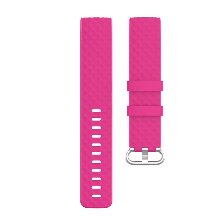 18mm Silver Color Buckle TPU Wrist Strap Watch Band for Fitbit Charge 4 / Charge 3 / Charge 3 SE, Size: S(Rose Red) - Watch Bands by buy2fix | Online Shopping UK | buy2fix