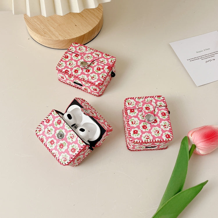 For AirPods 1/2 PU Leather Wireless Earphone Case(Little Red Flower) - For AirPods 1/2 by buy2fix | Online Shopping UK | buy2fix