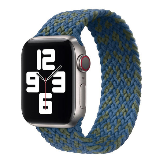 Nylon Single-turn Braided Watch Band For Apple Watch Ultra 49mm&Watch Ultra 2 49mm / Series 9&8&7 45mm / SE 3&SE 2&6&SE&5&4 44mm / 3&2&1 42mm, Length:145mm(Blue Green) - Watch Bands by buy2fix | Online Shopping UK | buy2fix