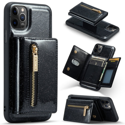 For iPhone 11 Pro DG.MING M3 Series Glitter Powder Card Bag Leather Case(Black) - iPhone 11 Pro Cases by DG.MING | Online Shopping UK | buy2fix