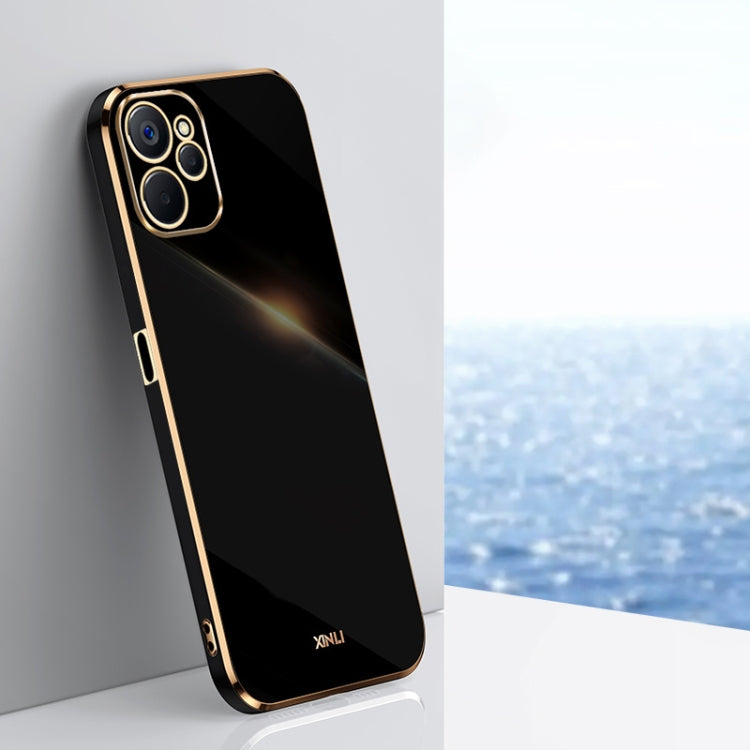 For Realme 9i 5G XINLI Straight 6D Plating Gold Edge TPU Phone Case(Black) - Realme Cases by buy2fix | Online Shopping UK | buy2fix