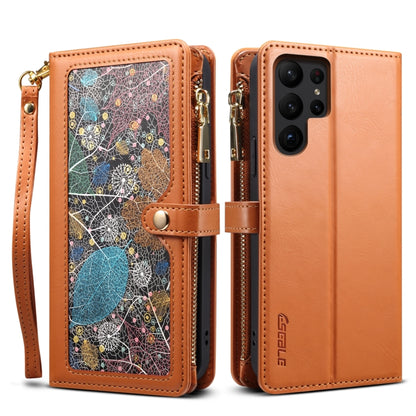 For Samsung Galaxy S23 Ultra 5G ESEBLE Star Series Lanyard Zipper Wallet RFID Leather Case(Brown) - Galaxy S23 Ultra 5G Cases by ESEBLE | Online Shopping UK | buy2fix