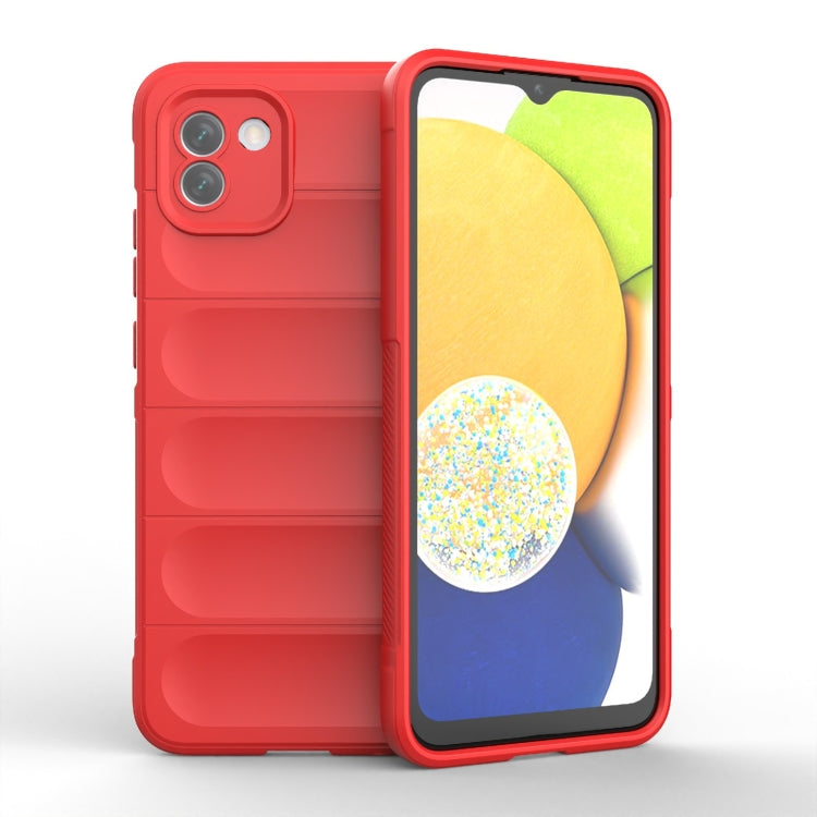 For Samsung Galaxy A03 Global Magic Shield TPU + Flannel Phone Case(Red) - Galaxy Phone Cases by buy2fix | Online Shopping UK | buy2fix
