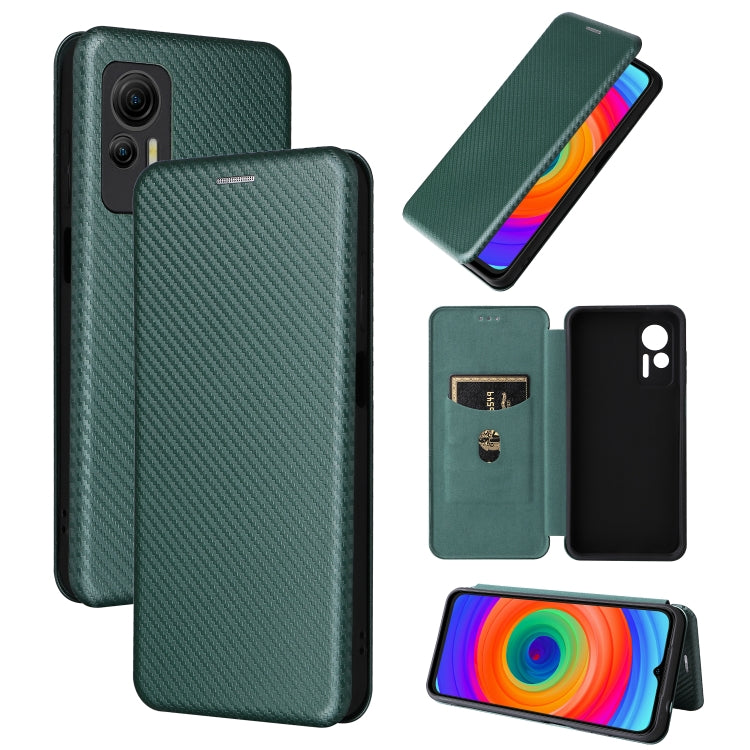 For Ulefone Note 14 Carbon Fiber Texture Flip Leather Phone Case(Green) - Ulefone Cases by buy2fix | Online Shopping UK | buy2fix