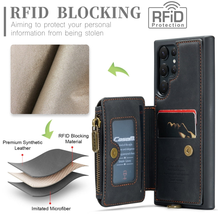 For Samsung Galaxy S23 Ultra 5G CaseMe C20 Multifunctional RFID Leather Phone Case(Black) - Galaxy S23 Ultra 5G Cases by CaseMe | Online Shopping UK | buy2fix