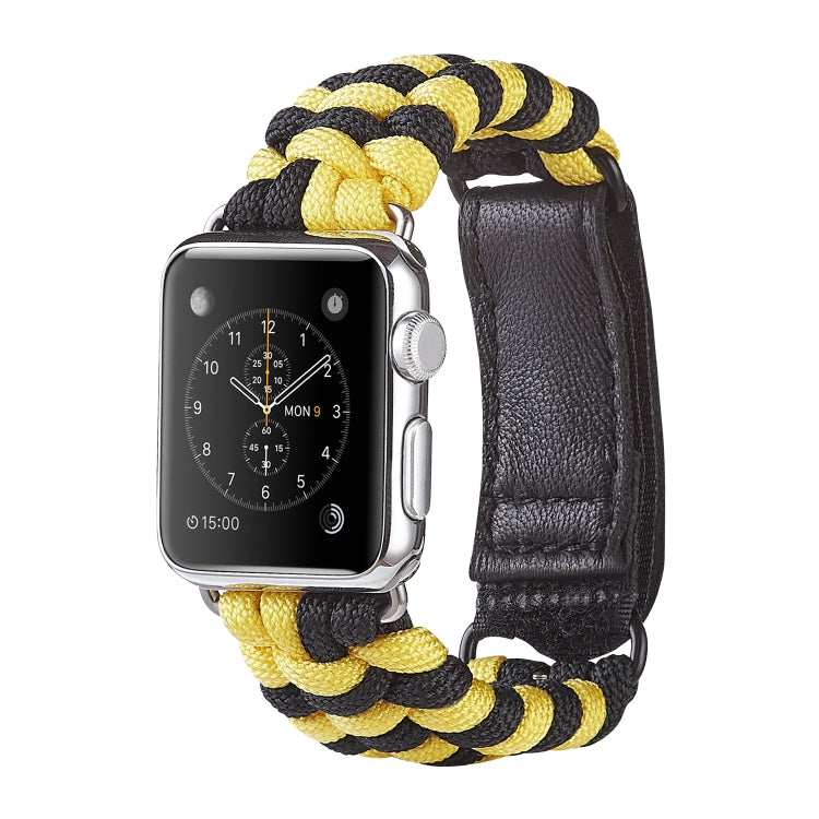 Paracord Plain Weave Hook And Loop Fastener Nylon Watch Band For Apple Watch Ultra 49mm&Watch Ultra 2 49mm / Series 9&8&7 45mm / SE 3&SE 2&6&SE&5&4 44mm / 3&2&1 42mm(Yellow) - Watch Bands by buy2fix | Online Shopping UK | buy2fix