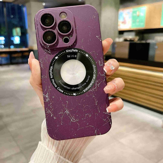 For iPhone 13 Pro Marble Pattern MagSafe PC Phone Case(Purple) - iPhone 13 Pro Cases by buy2fix | Online Shopping UK | buy2fix