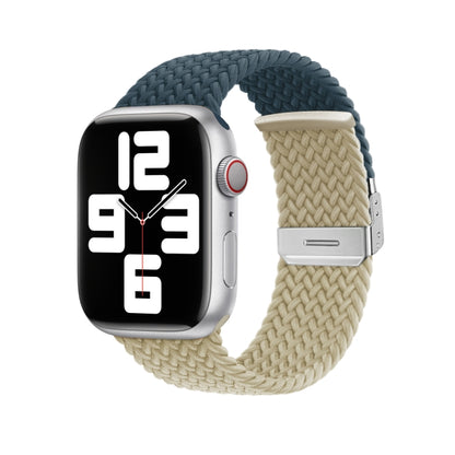 Nylon Braided Stitching Buckle Watch Band For Apple Watch Ultra 49mm&Watch Ultra 2 49mm / Series 9&8&7 45mm / SE 3&SE 2&6&SE&5&4 44mm / 3&2&1 42mm(Deep Blue Beige) - Watch Bands by buy2fix | Online Shopping UK | buy2fix