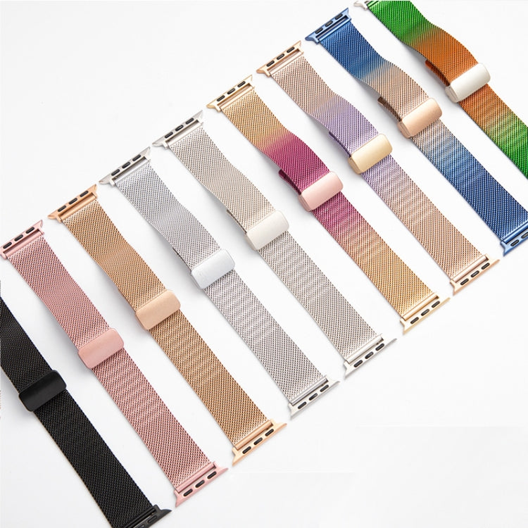 Milan Fold Buckle Metal Watch Band For Apple Watch Ultra 49mm&Watch Ultra 2 49mm / Series 9&8&7 45mm / SE 3&SE 2&6&SE&5&4 44mm / 3&2&1 42mm (Orange Green) - Watch Bands by buy2fix | Online Shopping UK | buy2fix