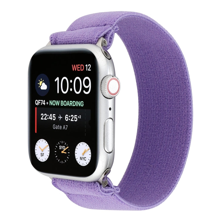 Elastic Nylon Braid Watch Band For Apple Watch Ultra 49mm&Watch Ultra 2 49mm / Series 9&8&7 45mm / SE 3&SE 2&6&SE&5&4 44mm / 3&2&1 42mm(Purple) - Watch Bands by buy2fix | Online Shopping UK | buy2fix