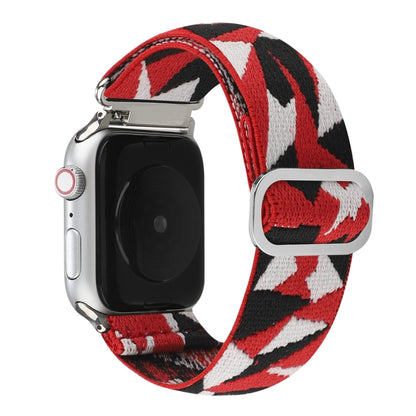 For Apple Watch Ultra 49mm&Watch Ultra 2 49mm / Series 9&8&7 45mm / SE 3&SE 2&6&SE&5&4 44mm / 3&2&1 42mm Buckle Elastic Nylon Watch Band(Red White) - Watch Bands by buy2fix | Online Shopping UK | buy2fix