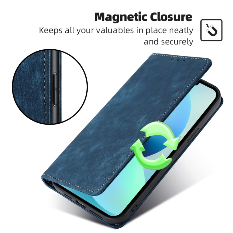 For Blackview A85 RFID Anti-theft Brush Magnetic Leather Phone Case(Blue) - More Brand by buy2fix | Online Shopping UK | buy2fix