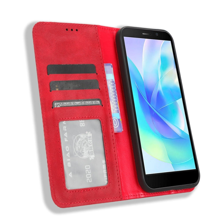 For Doogee X97 / X97 Pro Magnetic Buckle Retro Texture Leather Phone Case(Red) - Doogee Cases by buy2fix | Online Shopping UK | buy2fix