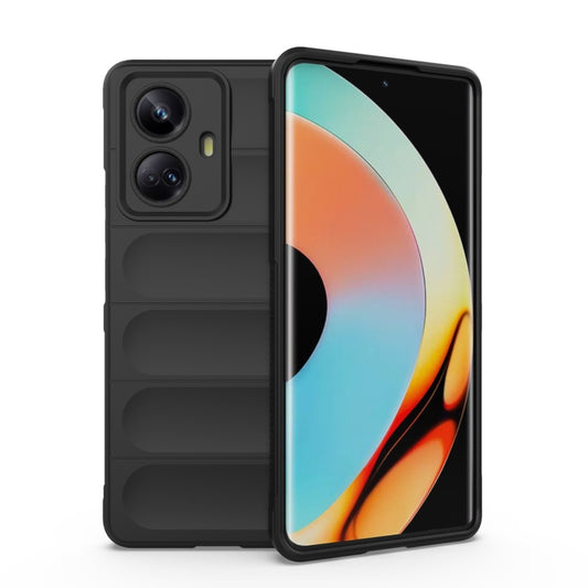 For Realme 10 Pro+ 5G Magic Shield TPU + Flannel Phone Case(Black) - Realme Cases by buy2fix | Online Shopping UK | buy2fix