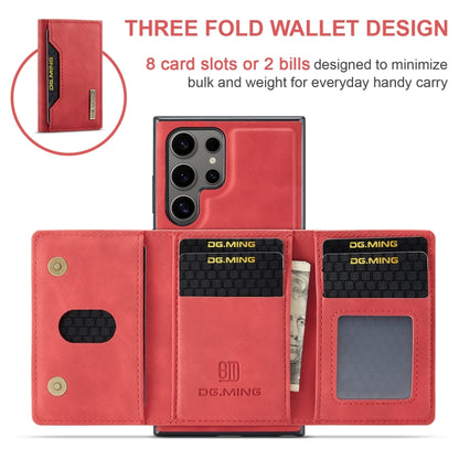 For Samsung Galaxy S24 Ultra 5G DG.MING M2 Series 3-Fold Multi Card Bag + Magnetic Phone Case(Red) - Galaxy S24 Ultra 5G Cases by DG.MING | Online Shopping UK | buy2fix