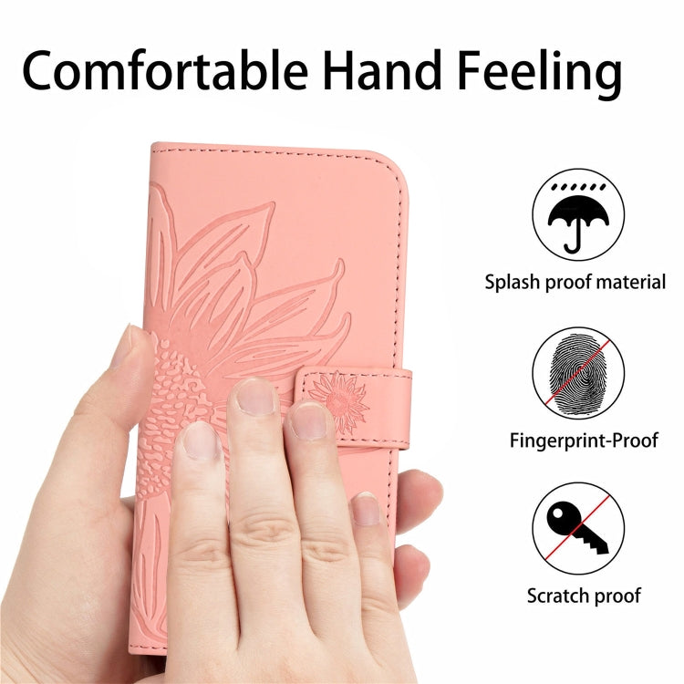 For Xiaomi 14 Pro Skin Feel Sun Flower Embossed Flip Leather Phone Case with Lanyard(Pink) - 14 Pro Cases by buy2fix | Online Shopping UK | buy2fix