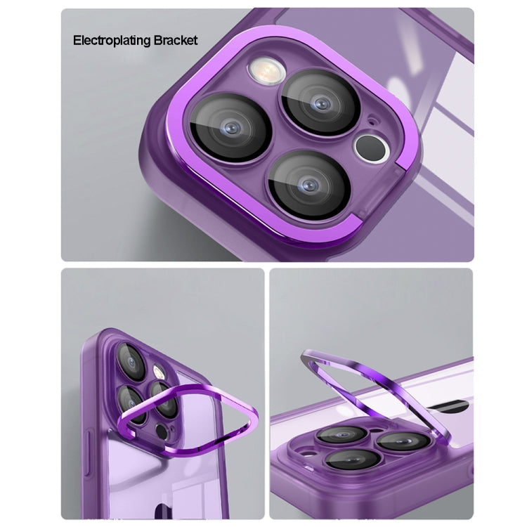 For iPhone 15 Invisible Lens Bracket Matte Transparent MagSafe Phone Case(Purple) - iPhone 15 Cases by buy2fix | Online Shopping UK | buy2fix