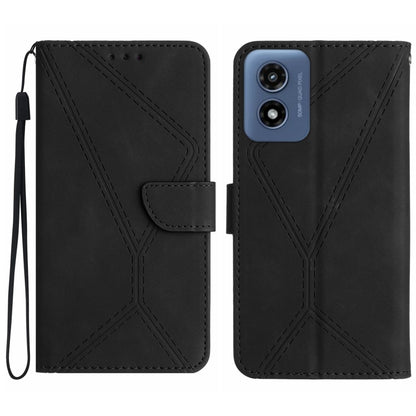For Motorola Moto G Play 4G 2024 Stitching Embossed Leather Phone Case(Black) - Motorola Cases by buy2fix | Online Shopping UK | buy2fix