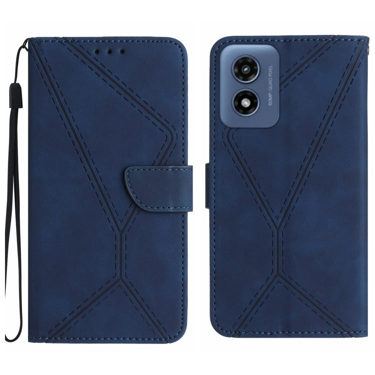 For Motorola Moto G Play 4G 2024 Stitching Embossed Leather Phone Case(Blue) - Motorola Cases by buy2fix | Online Shopping UK | buy2fix