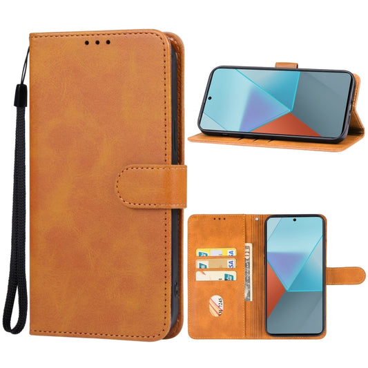 For Xiaomi Redmi Note 13 Pro 4G/Poco M6 Pro 4G Leather Phone Case(Brown) - Note 13 Pro Cases by buy2fix | Online Shopping UK | buy2fix
