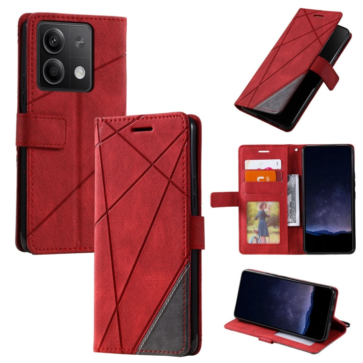 For Xiaomi Redmi Note 13 5G Skin Feel Splicing Leather Phone Case(Red) - Note 13 Cases by buy2fix | Online Shopping UK | buy2fix