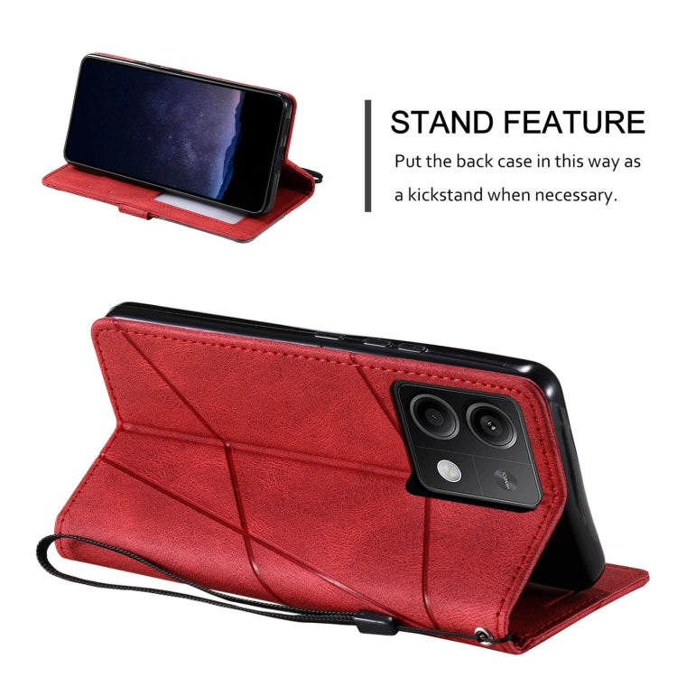 For Xiaomi Redmi Note 13 5G Skin Feel Splicing Leather Phone Case(Red) - Note 13 Cases by buy2fix | Online Shopping UK | buy2fix