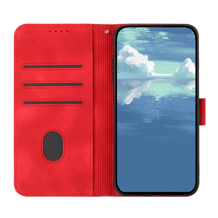 For Xiaomi Redmi K70 Line Pattern Skin Feel Leather Phone Case(Red) - K70 Cases by buy2fix | Online Shopping UK | buy2fix