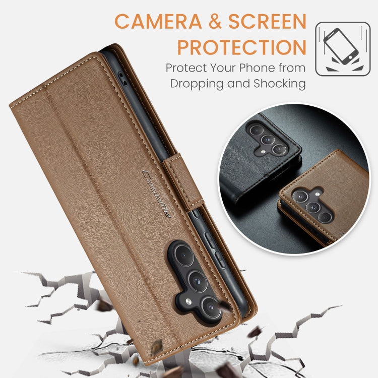 For Samsung Galaxy A55 CaseMe 023 Butterfly Buckle Litchi Texture RFID Anti-theft Leather Phone Case(Brown) - Galaxy Phone Cases by CaseMe | Online Shopping UK | buy2fix