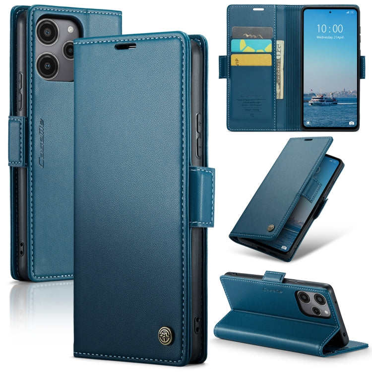 For Xiaomi Redmi 12 4G／12 5G／Note 12R／POCO M6 Pro 5G CaseMe 023 Butterfly Buckle Litchi Texture RFID Anti-theft Leather Phone Case(Blue) - Xiaomi Cases by CaseMe | Online Shopping UK | buy2fix