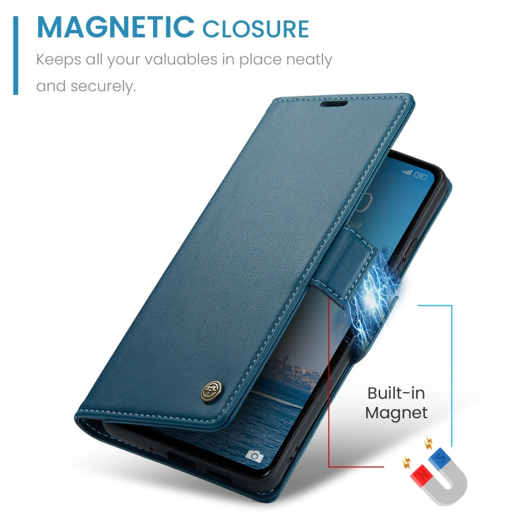 For Xiaomi Redmi 12 4G／12 5G／Note 12R／POCO M6 Pro 5G CaseMe 023 Butterfly Buckle Litchi Texture RFID Anti-theft Leather Phone Case(Blue) - Xiaomi Cases by CaseMe | Online Shopping UK | buy2fix