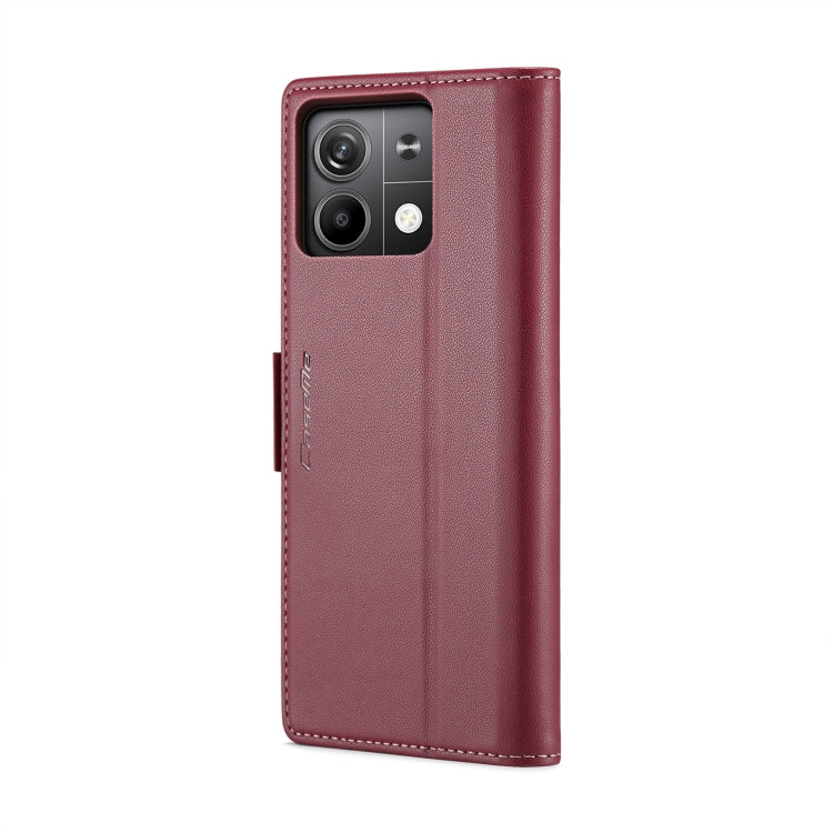 For Xiaomi Redmi Note 13 5G CaseMe 023 Butterfly Buckle Litchi Texture RFID Anti-theft Leather Phone Case(Wine Red) - Xiaomi Cases by CaseMe | Online Shopping UK | buy2fix