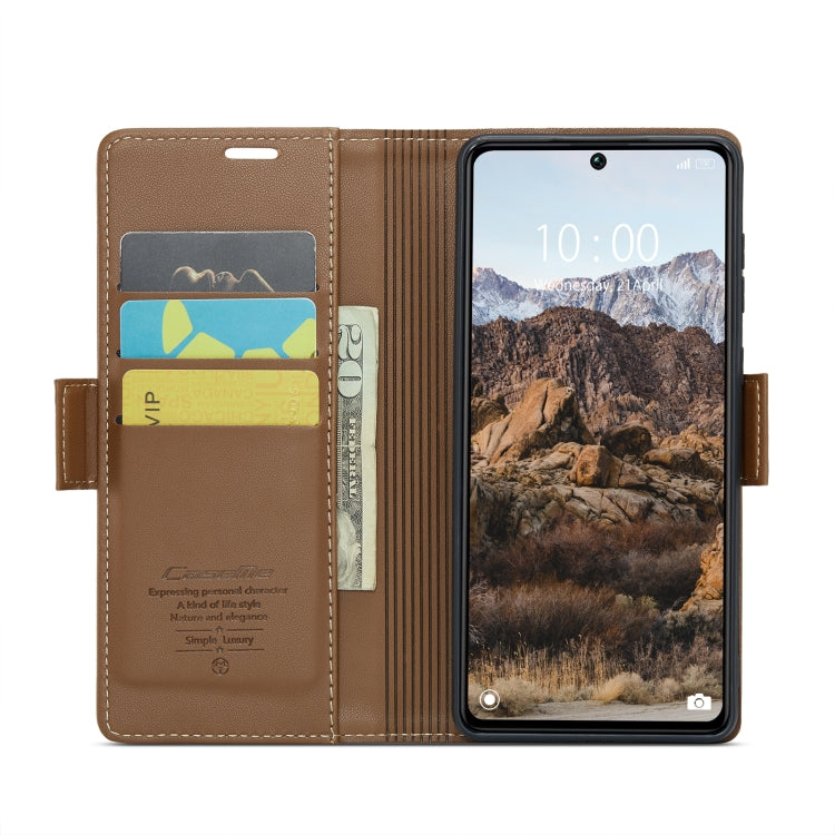 For Xiaomi Redmi Note 13 Pro 5G CaseMe 023 Butterfly Buckle Litchi Texture RFID Anti-theft Leather Phone Case(Brown) - Xiaomi Cases by CaseMe | Online Shopping UK | buy2fix