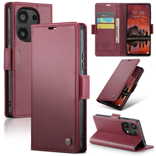 For Xiaomi Redmi Note 13 Pro 4G CaseMe 023 Butterfly Buckle Litchi Texture RFID Anti-theft Leather Phone Case(Wine Red) - Xiaomi Cases by CaseMe | Online Shopping UK | buy2fix