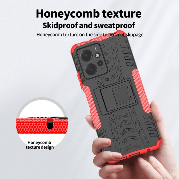 For Xiaomi Redmi Note 12 4G Global Tire Texture TPU + PC Phone Case with Holder(Red) - Xiaomi Cases by buy2fix | Online Shopping UK | buy2fix
