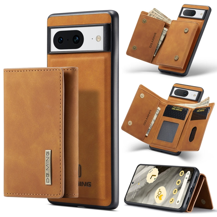 For Google Pixel 8 DG.MING M1 Series 3-Fold Multi Card Wallet + Magnetic Phone Case(Brown) - Google Cases by DG.MING | Online Shopping UK | buy2fix