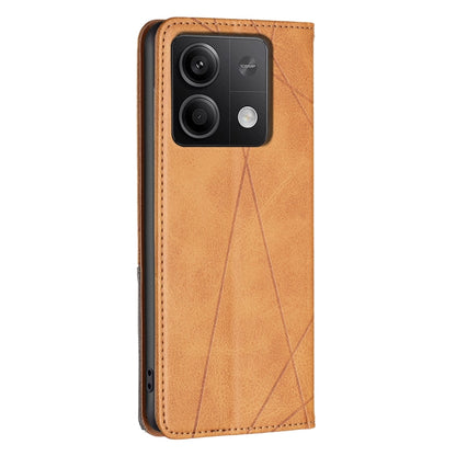 For Xiaomi Redmi Note 13 Rhombus Texture Magnetic Leather Phone Case(Yellow) - Xiaomi Cases by buy2fix | Online Shopping UK | buy2fix