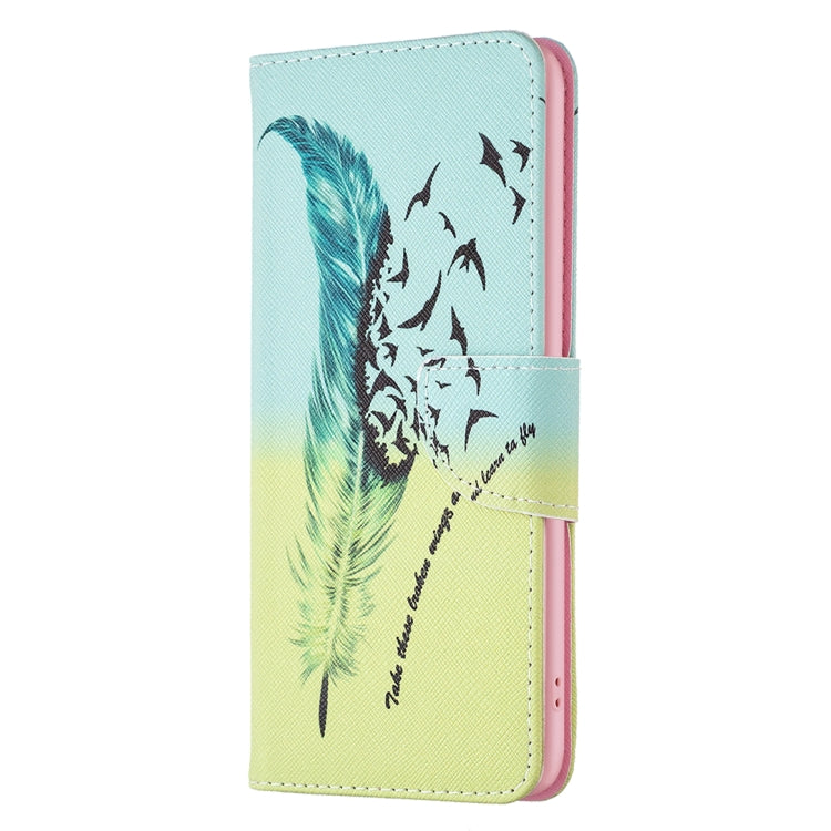 For Xiaomi Redmi K70 / K70 Pro Colored Drawing Pattern Leather Phone Case(Feather) - K70 Pro Cases by buy2fix | Online Shopping UK | buy2fix