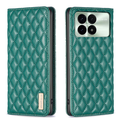 For Xiaomi Redmi K70 / K70 Pro Diamond Lattice Magnetic Leather Flip Phone Case(Green) - K70 Pro Cases by buy2fix | Online Shopping UK | buy2fix