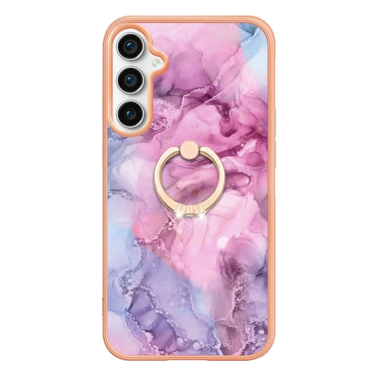 For Samsung Galaxy S23 FE 5G Electroplating Marble Dual-side IMD Phone Case with Ring(Pink 013) - Galaxy S23 FE 5G Cases by buy2fix | Online Shopping UK | buy2fix