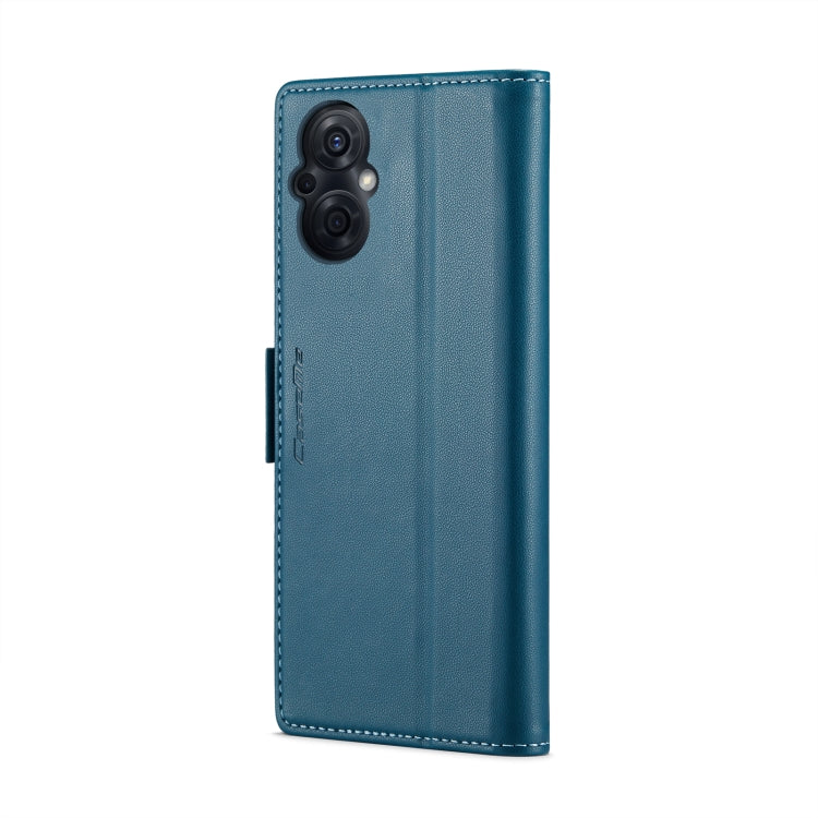 For OPPO Reno8 Lite Global CaseMe 023 Butterfly Buckle Litchi Texture RFID Anti-theft Leather Phone Case(Blue) - OPPO Cases by CaseMe | Online Shopping UK | buy2fix