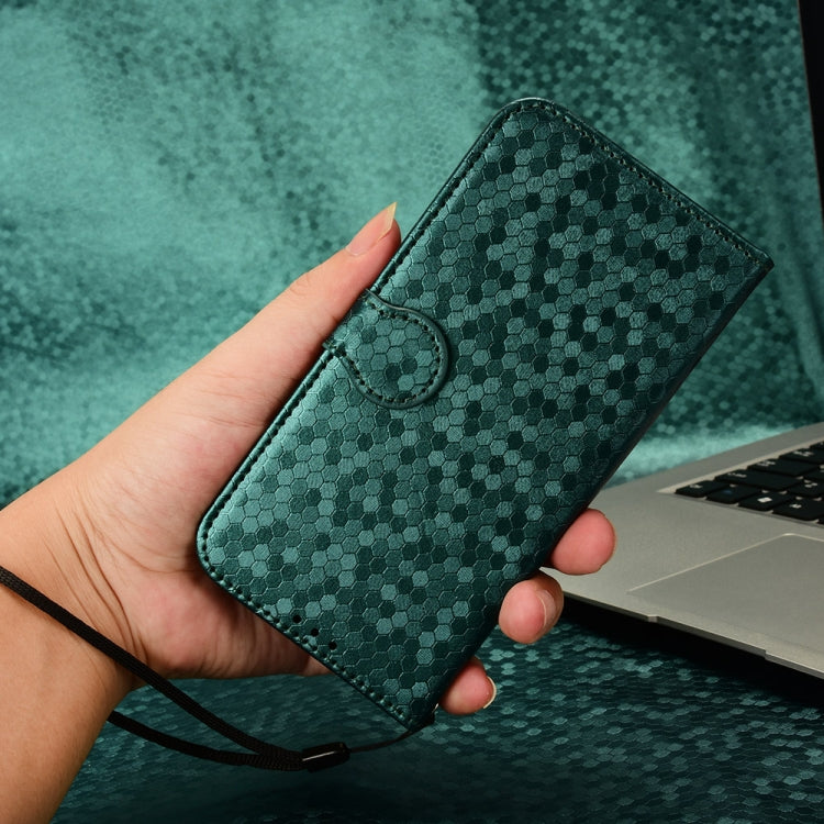 For Xiaomi Poco X6 Pro / Redmi K70E 5G Honeycomb Dot Texture Leather Phone Case(Green) - K70E Cases by buy2fix | Online Shopping UK | buy2fix